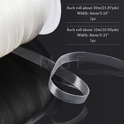  2Rolls 2 Style Flat TPU(Thermoplastic Polyurethane) Elastic Ribbon EW-NB0001-06-1