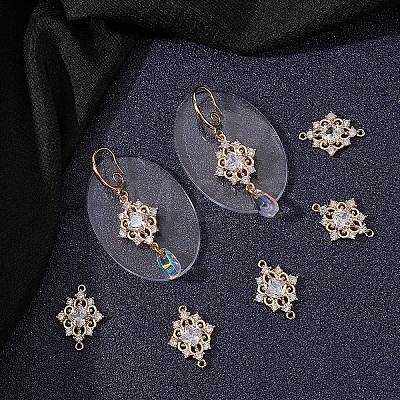8Pcs Brass Clear Cubic Zirconia Connector Charms ZIRC-BBC0001-37-1