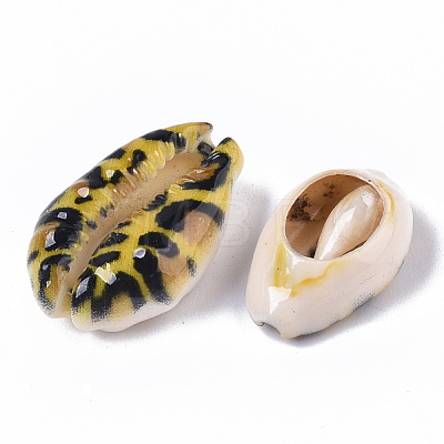 Printed Natural Cowrie Shell Beads X-SSHEL-R047-01-B06-1