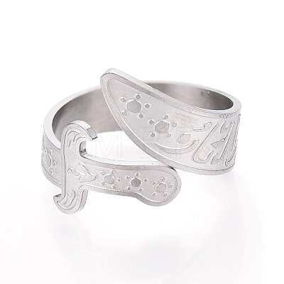 304 Stainless Steel Cuff Open Rings for Women RJEW-N054-01P-1