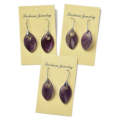 Natural Amethyst Horse Eye Dangle Earrings EJEW-I315-01P-01-1