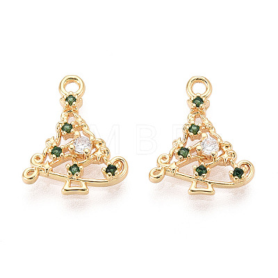 Brass Micro Pave Cubic Zirconia Charms KK-N263-146B-G-1