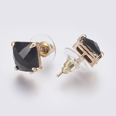 Faceted Glass Stud Earring Findings GLAA-F084-C09-1