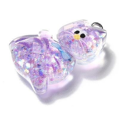 Transparent Resin Pendants RESI-Q019-01B-1