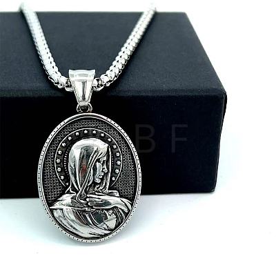 Greek Mythology Stainless Steel Virgin Mary Pendant Necklaces for Men AO8356-1