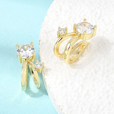 Brass Micro Pave Cubic Zirconia Cuff Earrings CU-CBAE7DF-36G-1