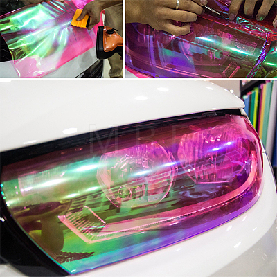 2Pcs 2 Colors Iridescent Plastic Car Headlamp Sticker DIY-BC0012-20-1