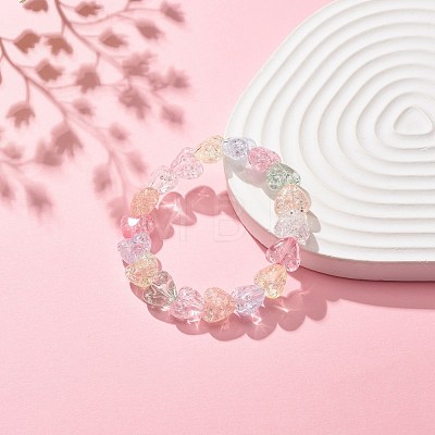 Candy Color Acrylic Heart Beaded Stretch Bracelet for Kids BJEW-JB08241-1