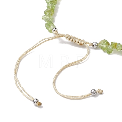 Natural Peridot Chip Nylon Braided Beaded Bracelet Making AJEW-JB01296-02-1