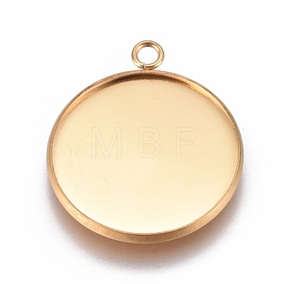 Ion Plating(IP) 304 Stainless Steel Pendant Cabochon Settings LS-STAS-G127-13-22mm-G-1