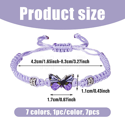 FIBLOOM 7Pcs 7 Colors Alloy Butterfly Link Bracelet BJEW-FI0001-81-1