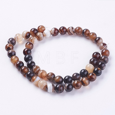 Round Dyed Natural Striped Agate/Banded Agate Beads Strands X-G-G582-8mm-04-1