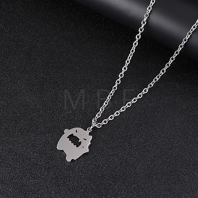 Halloween 201 Stainless Steel Little Monster Pendant Cable Chain Necklaces for Women Men WGE09D2-04-1