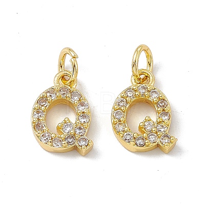 Real 18K Gold Plated Brass Micro Pave Clear Cubic Zirconia Charms KK-E068-VB452-Q-1