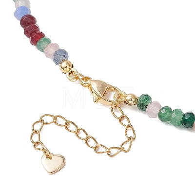 Dyed Natural Malaysia Jade Faceted Rondelle Beaded Necklaces NJEW-JN05766-1