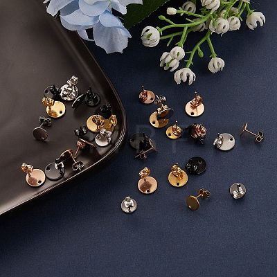 32Pcs 8 Styles PVD Vacuum Plating 304 Stainless Steel Stud Earring Findings STAS-SZ0001-39-1