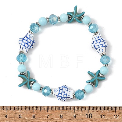Natural Howlite Beaded Bracelets BJEW-JB14227-1