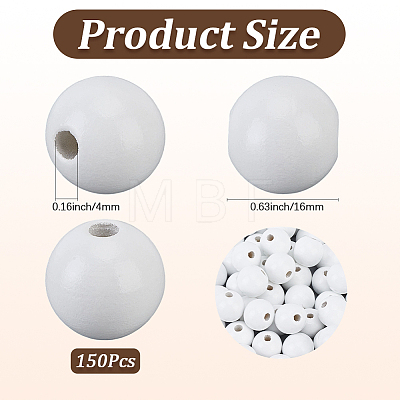 150Pcs Spray Painted Round Natural Schima Wood Beads WOOD-PA0001-69A-1