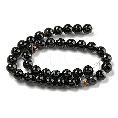 Natural Black Agate Beads Strands G-G391-10mm-01-1