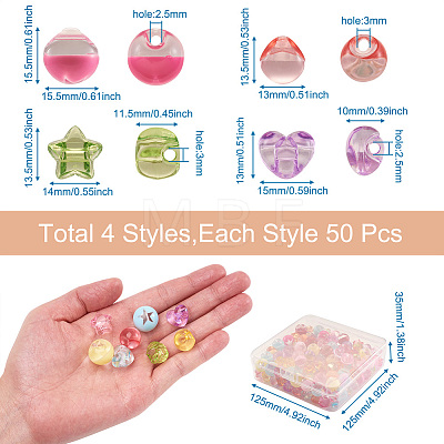  Jewelry 200Pcs 4 Style 1-Hole Transparent Acrylic Buttons TACR-PJ0001-04-1