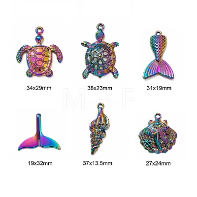 12Pcs 6 Style Ocean Themed Alloy Pendants FIND-LS0001-01-1