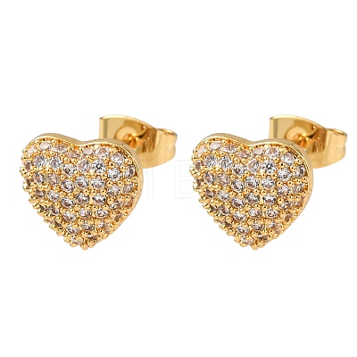 Brass Micro Pave Cubic Zirconia Stud Earrings EJEW-F418-08G-1