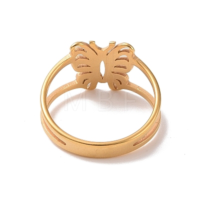 Ion Plating(IP) 201 Stainless Steel Butterfly Finger Ring RJEW-J051-39G-1