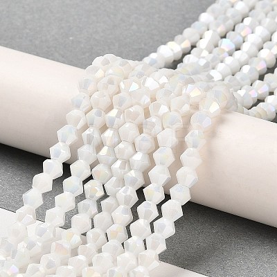 Opaque Solid Color Electroplate Glass Beads Strands EGLA-A039-P4mm-B15-1