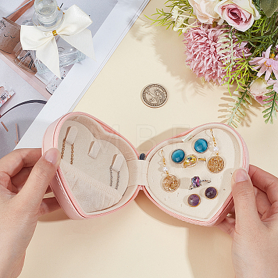 Heart PU Imitation Leather Jewelry Organizer Zipper Boxes AJEW-CL0006-03B-1