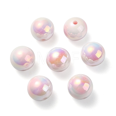 UV Plating Rainbow Iridescent Acrylic Beads OACR-F004-09B-1