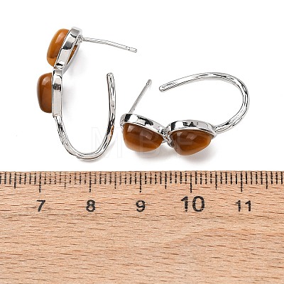 Valentine's Day Heart Natural Tiger Eye Stud Earrings EJEW-T053-01P-11-1