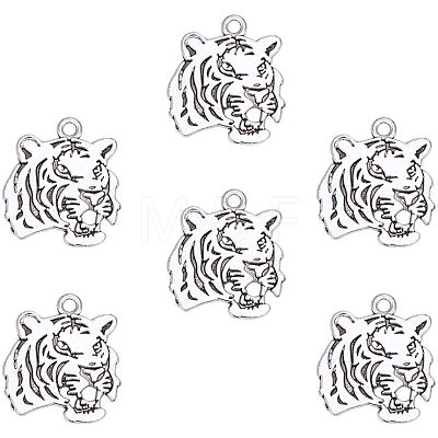 Tibetan Style Alloy Tiger Head Pendants TIBEP-PH0004-85-1