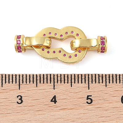 Rack Plating Brass Micro Pave Clear Cubic Zirconia Fold Over Clasps KK-S384-17G-1