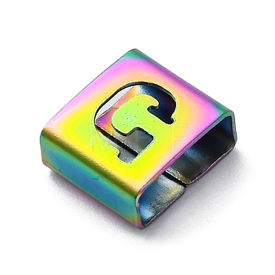 Ion Plating(IP) 304 Stainless Steel Square Slide Charms STAS-L132-20G-M-1