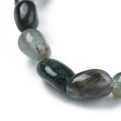 Natural Green Rutilated Quartz Bead Stretch Bracelets BJEW-K213-22-1