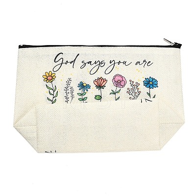 Printed Linen Storage Zipper Clutch Bags ABAG-Z002-01A-1