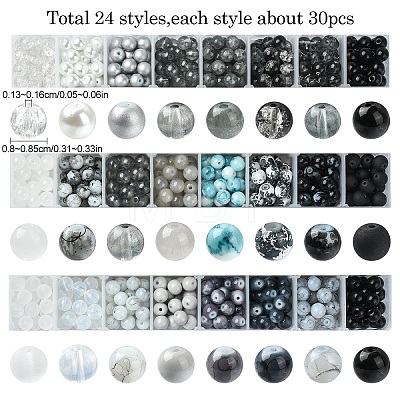 24 Style Glass Beads GLAA-YW0001-51-1