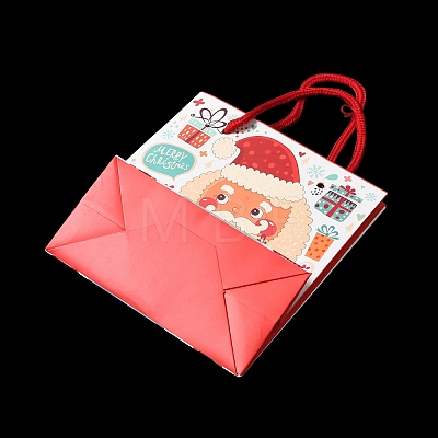 Christmas Santa Claus Print Paper Gift Bags with Nylon Cord Handle CARB-K003-01A-01-1