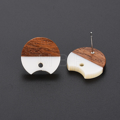Two Tone Resin & Walnut Wood Stud Earring Findings MAK-N032-033-1