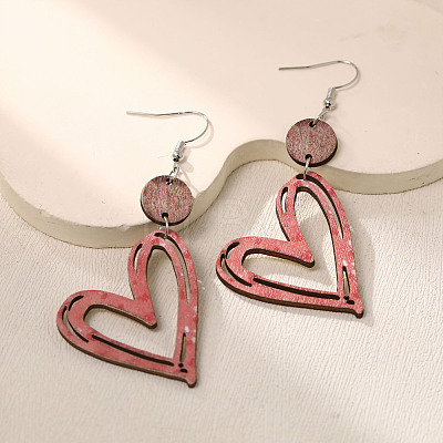 Valentine's Day Wood Dangle Earrings FS-WGB34A3-25-1