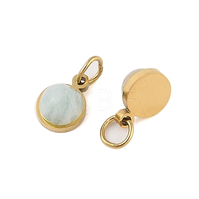 Natural Amazonite Half Round Charms with Jump Ring STAS-A097-05G-13-1