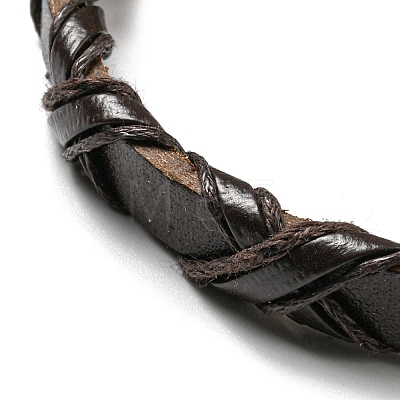 6Pcs 6 Style Adjustable Braided Imitation Leather Cord Bracelet Set with Waxed Cord for Men BJEW-F458-15-1