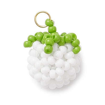 Glass Seed Beaded Tomato Pendants PALLOY-MZ01081-02-1