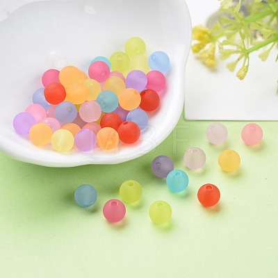6mm Mixed Transparent Round Frosted Acrylic Ball Bead X-FACR-R021-6mm-M-1