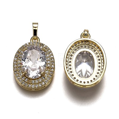 Golden Plated Brass Micro Pave Clear Cubic Zirconia Pendants ZIRC-F123-02E-1