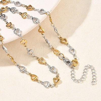 Two Tone 304 Stainless Steel Triangle Link Chain Necklaces for Women NJEW-G201-01GP-1