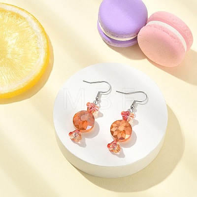 Glass Candy Dangle Earrings EJEW-TA00246-1