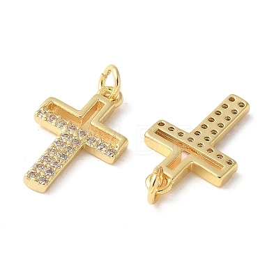 Brass Micro Pave Clear Cubic Zirconia Pendants KK-Q031-35G-03-1