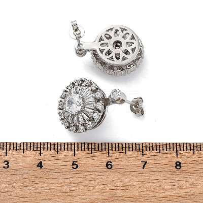 Brass Micro Pave Clear Cubic Zirconia Stud Earrings EJEW-C130-01P-1