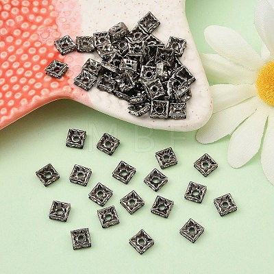 Brass Rhinestone Spacer Beads RB-A013-6x6-01B-NF-1